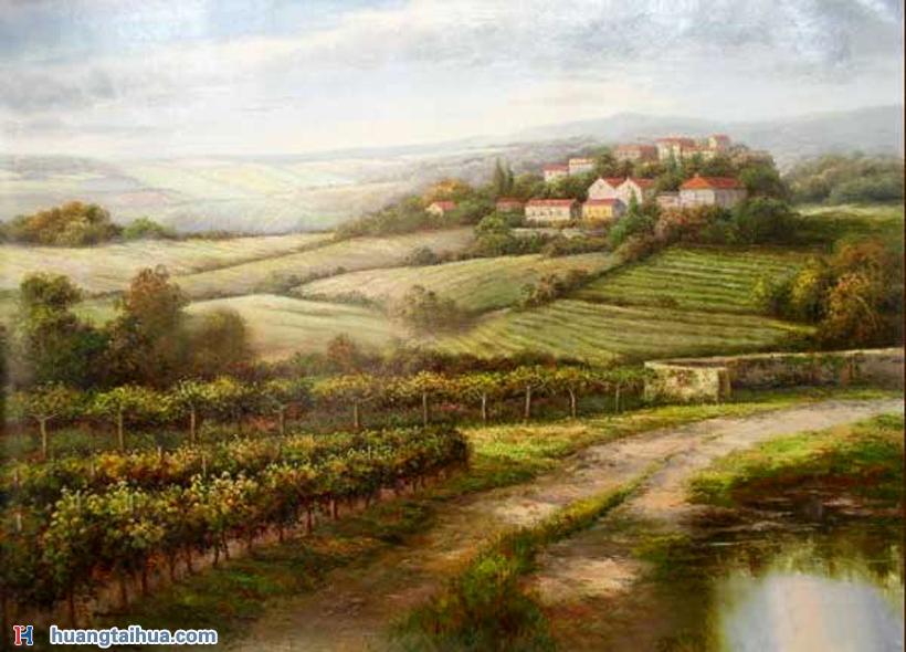 餐厅挂画精品餐厅作品图片乡村的葡萄园景色