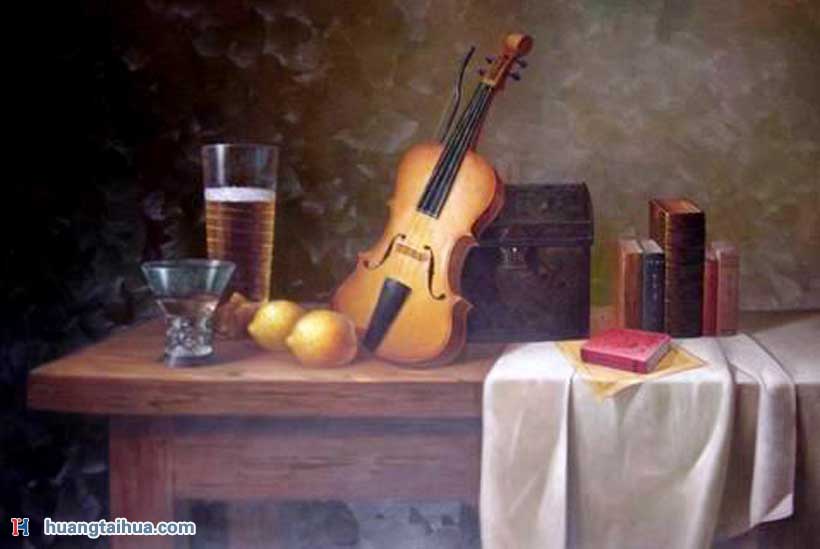 桌面上的小提琴与书籍静物桌面上的小提琴与书籍静物作品图片