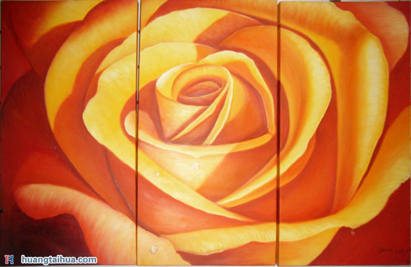 桔玫瑰,玫瑰花油画图片