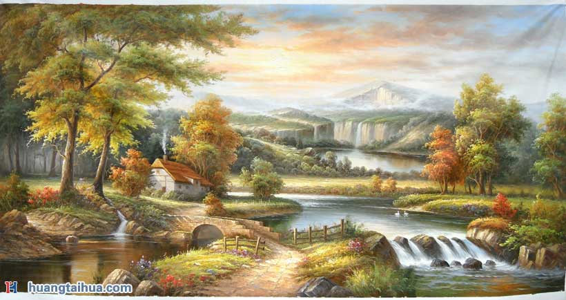 秋景,古典风景,山水画油画图片