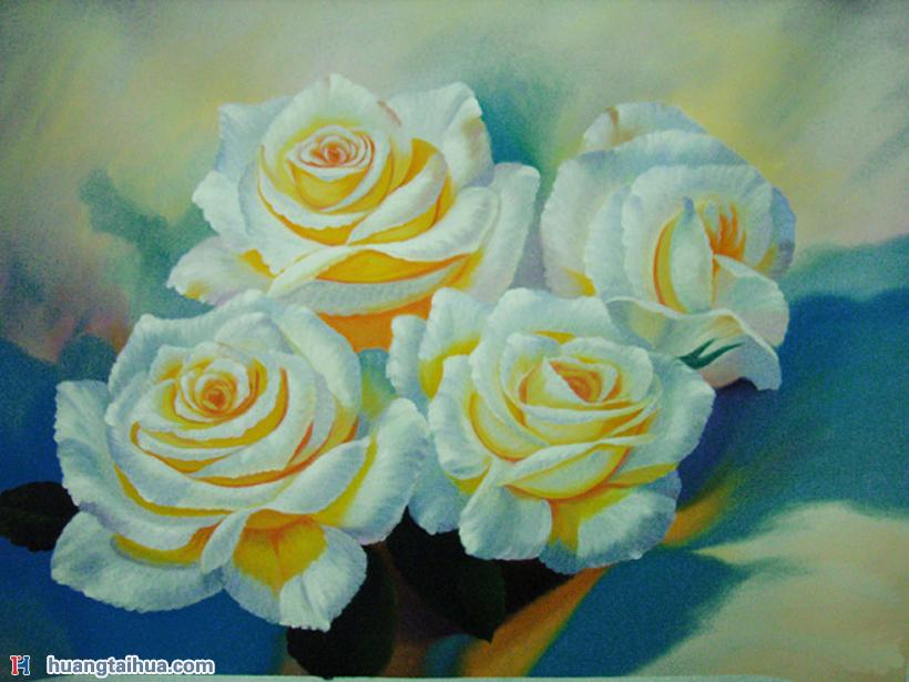 花卉画,花卉画图片,四朵黄玫瑰