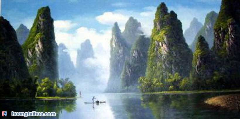 阳朔,漓江风景,桂林山水油画图片