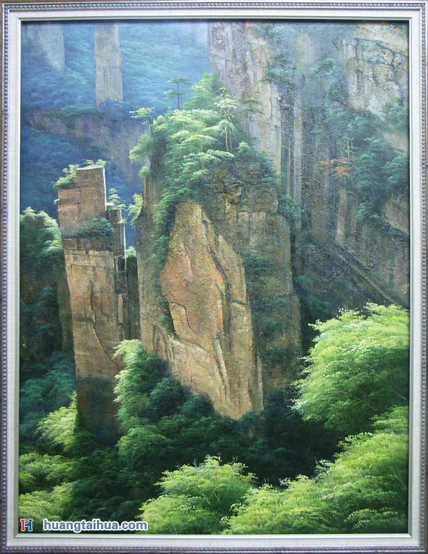奇峰千座,乌龙寨风景,杨家界黑龙寨,张家界油画创作,张家界油画图片